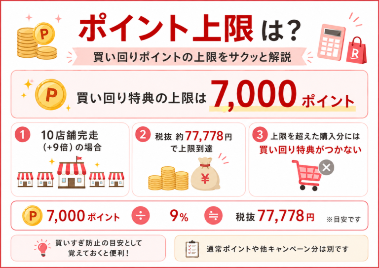楽天お買い物マラソンのポイント上限7000ポイントと購入額の目安